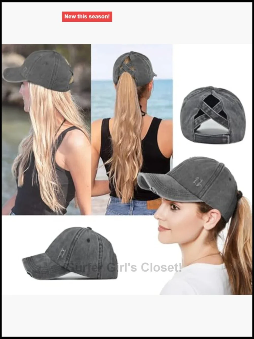 Criss Cross Ponytail Baseball Cap for Women Distressed Trucker Hat Adjustable